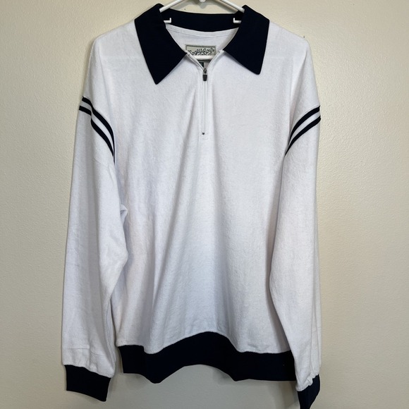 Bogey Boys Sweater Zip Terry Cloth Crewneck Men's Large White Golf Zip Retro - Picture 1 of 7